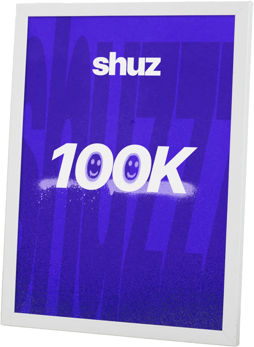 Placa emoldurada da Shuz impressa com 100K